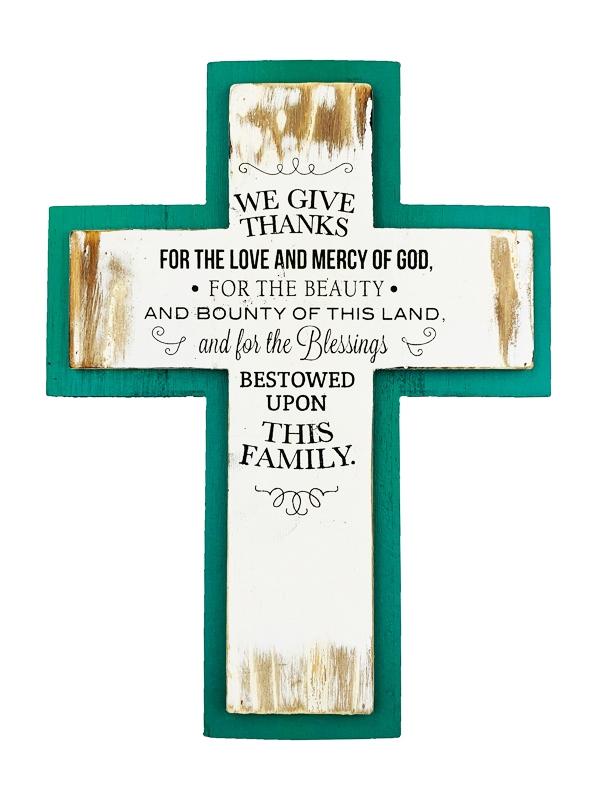'We Give Thanks' Rustic Look Wall Cross