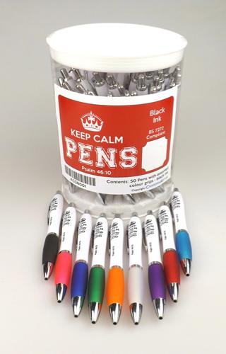 Keep Calm &amp; Know God Pens - 50 Assorted Colours