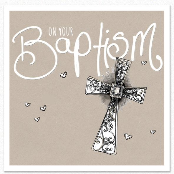 Tracey Russell Greetings Card Baptism Cross