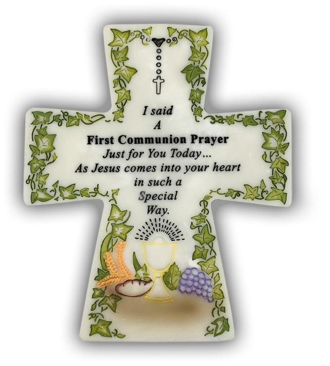 First Communion Prayer Cross Sitter Plaque