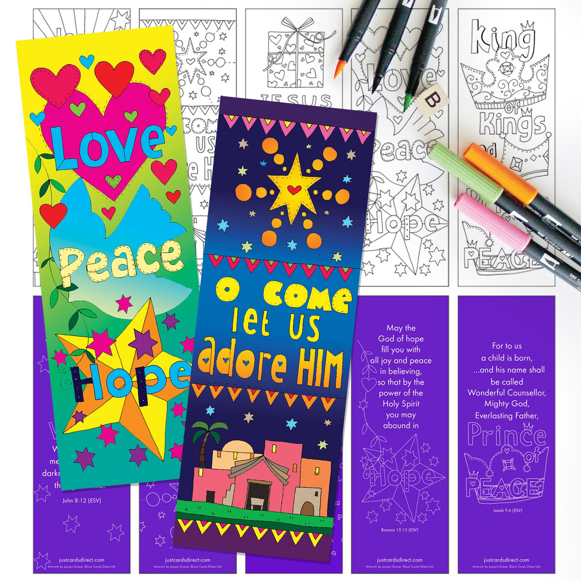 10 Christmas Colouring Bookmarks 2020