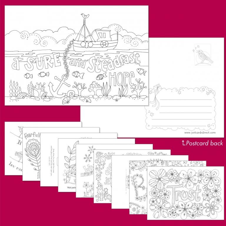 10 Images of Hope Colouring Postcards