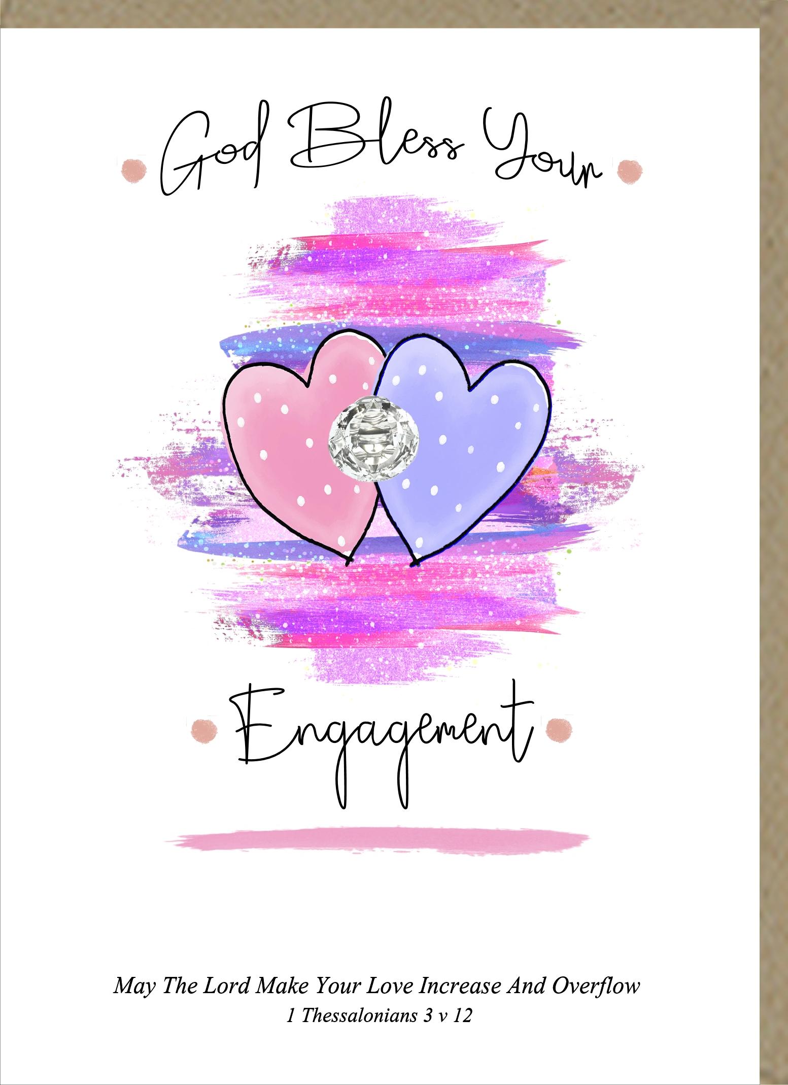 God Bless Your Engagement Greetings Card