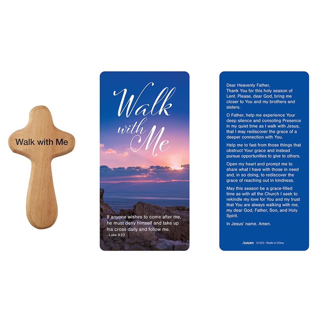 Walk with Me Hand-Held Prayer Cross with Card