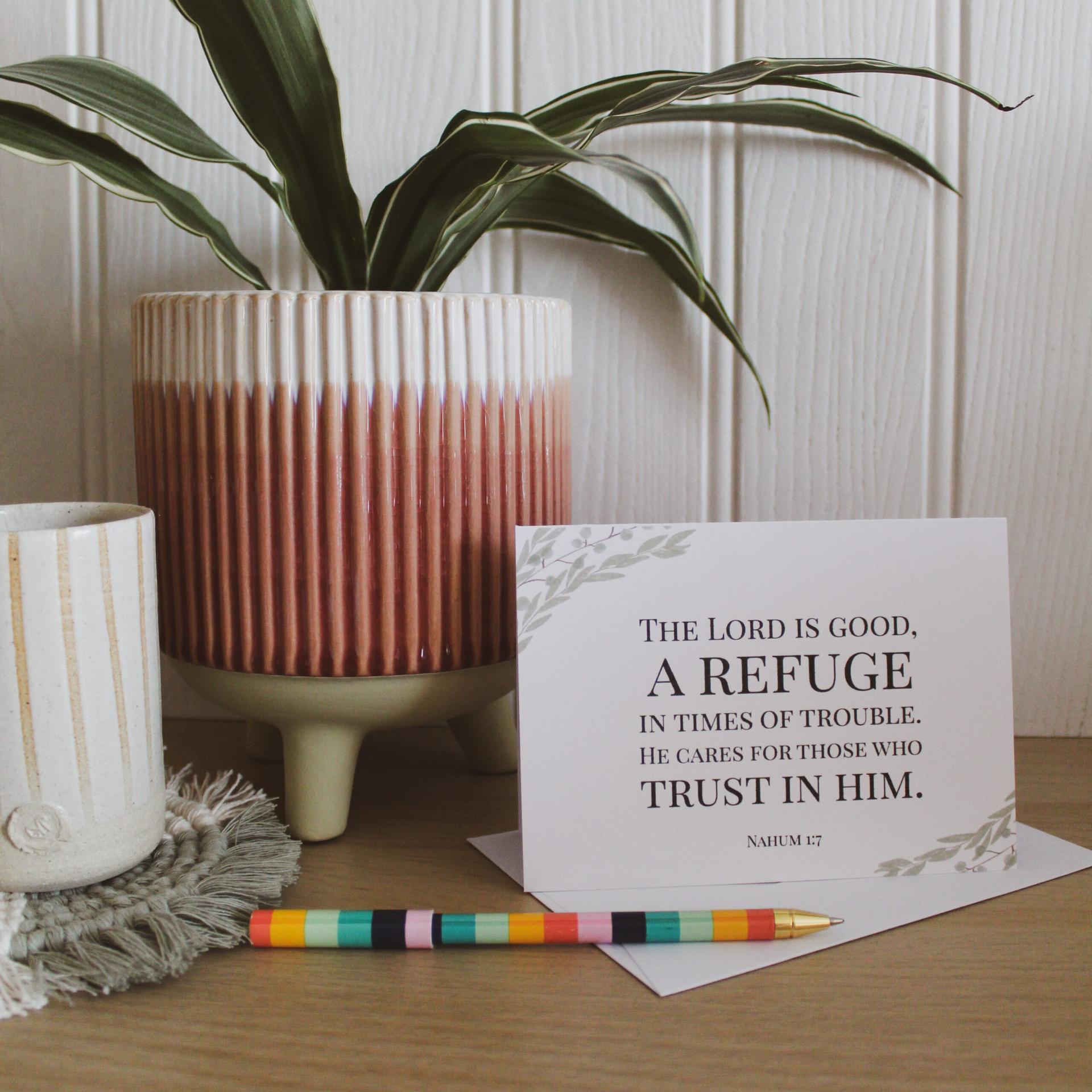 Nahum 1:7 Greetings Card