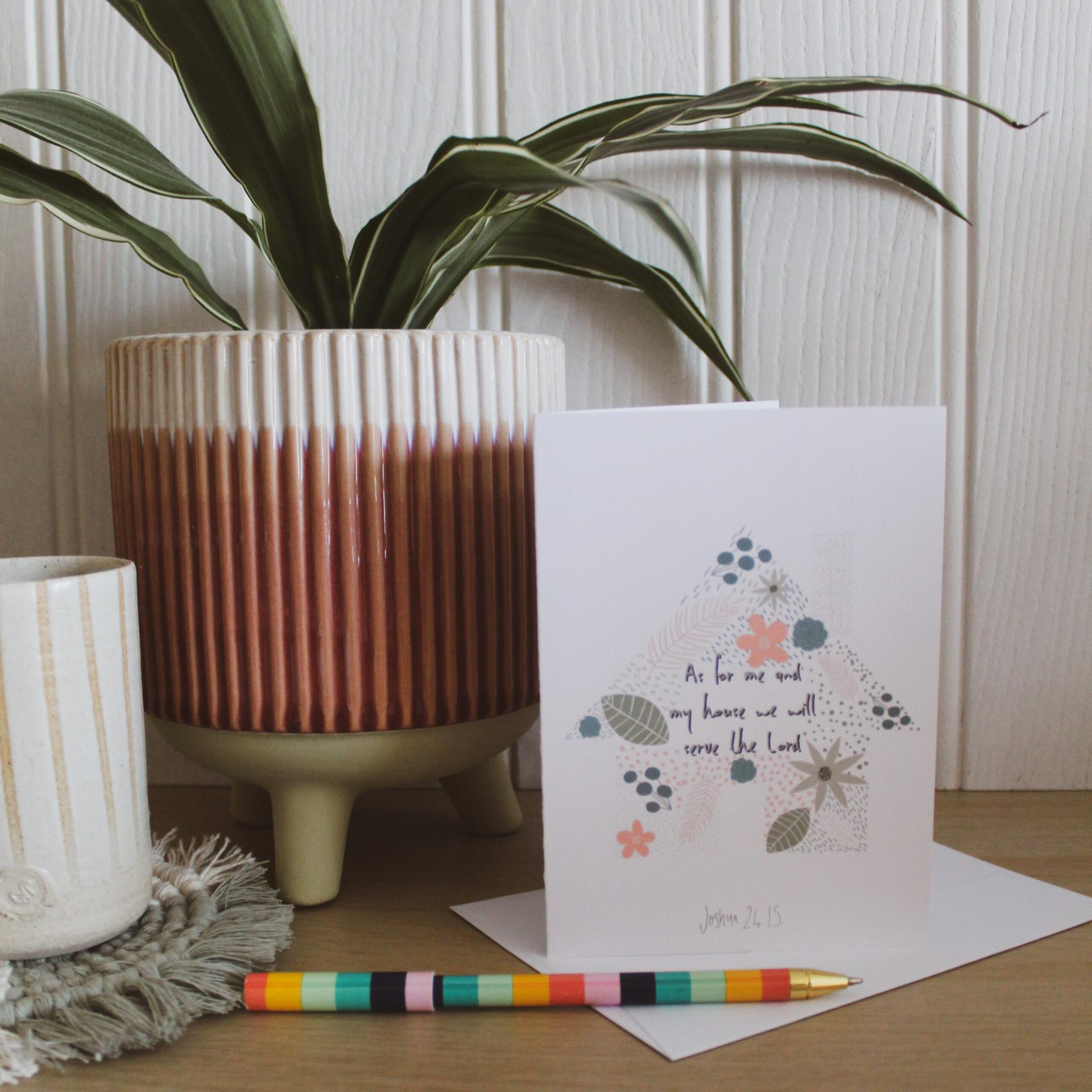 Joshua 24:15 Floral Pattern Greetings Card