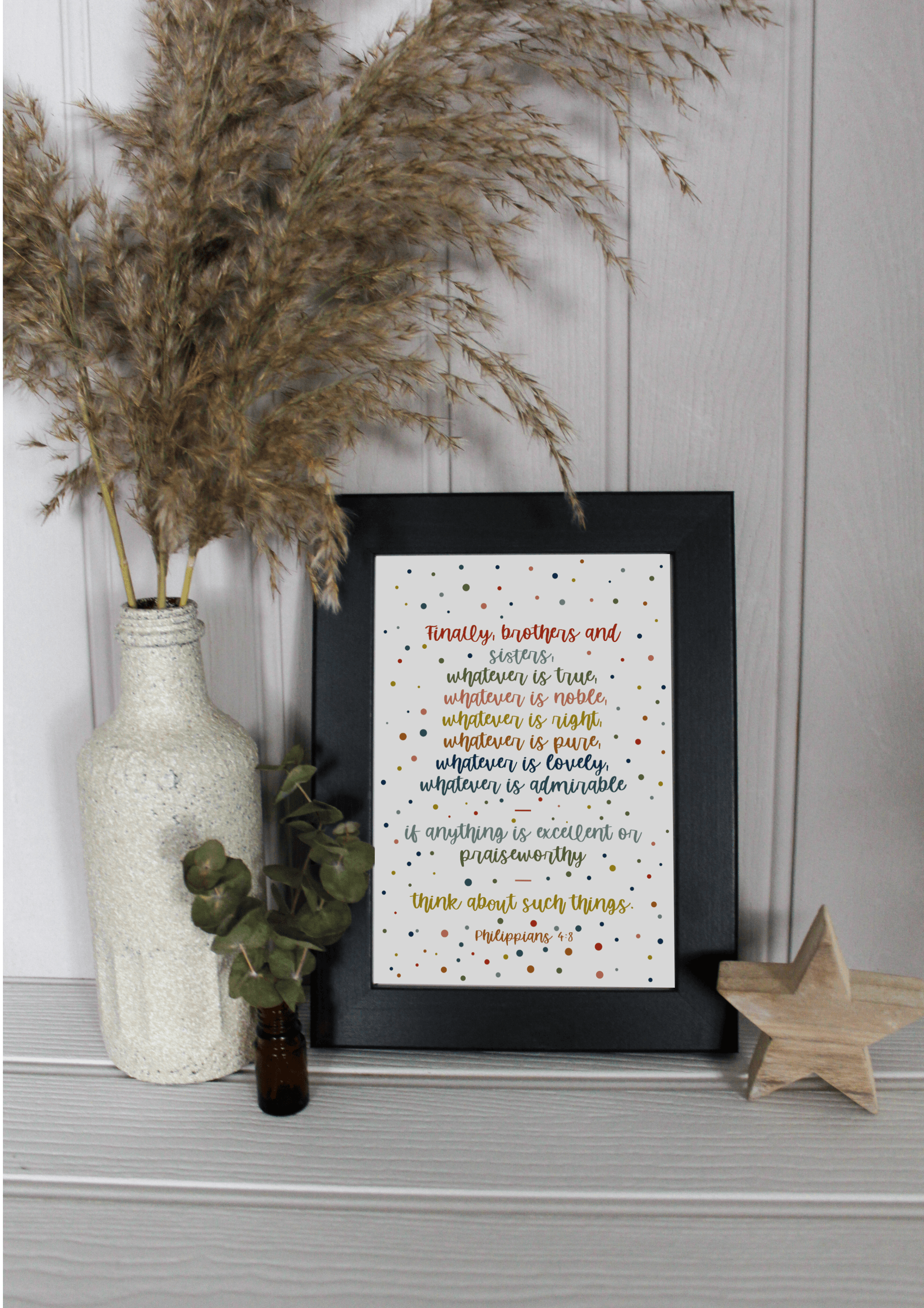 Philippians 4:8 Art Print (Size A5)
