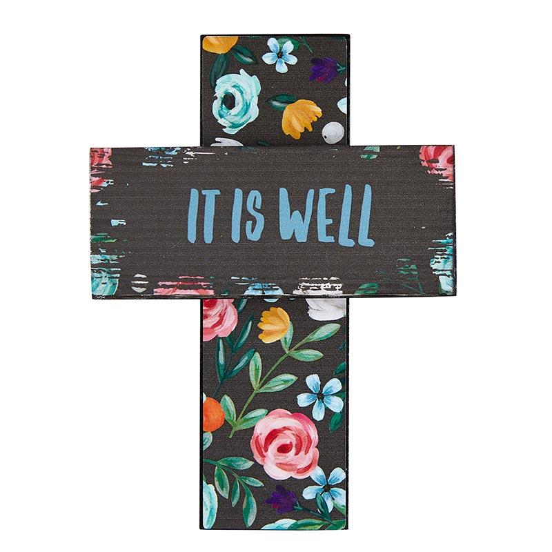 Tabletop Easel Cross - It Is Well