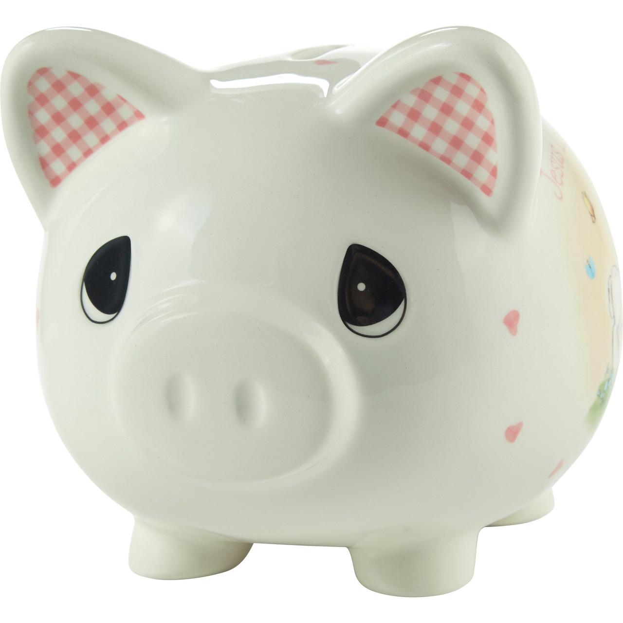 Jesus Loves Me Piggy Bank Pink