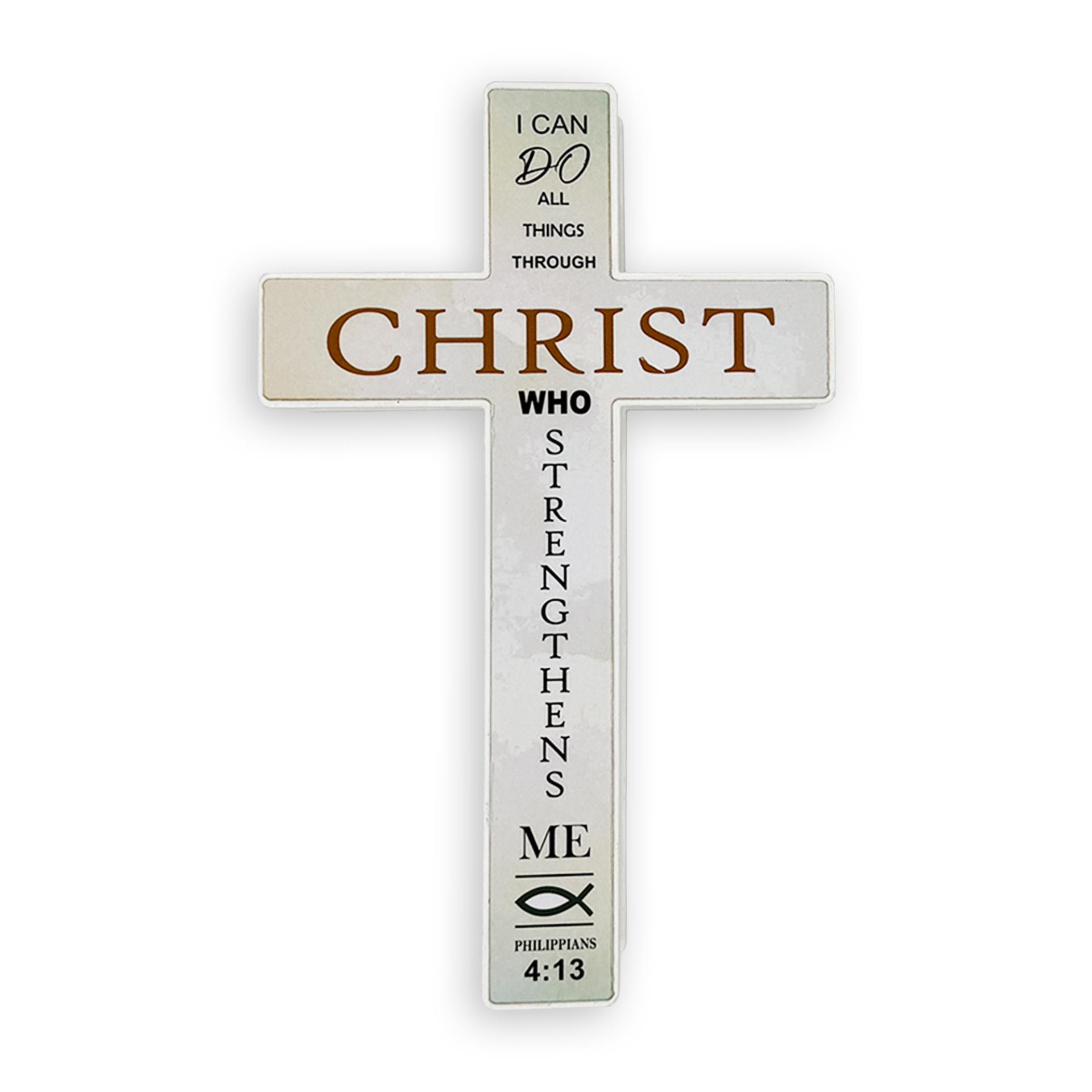 Small Standing Cross – “I can do all things through Christ” (Philippians 4:13)