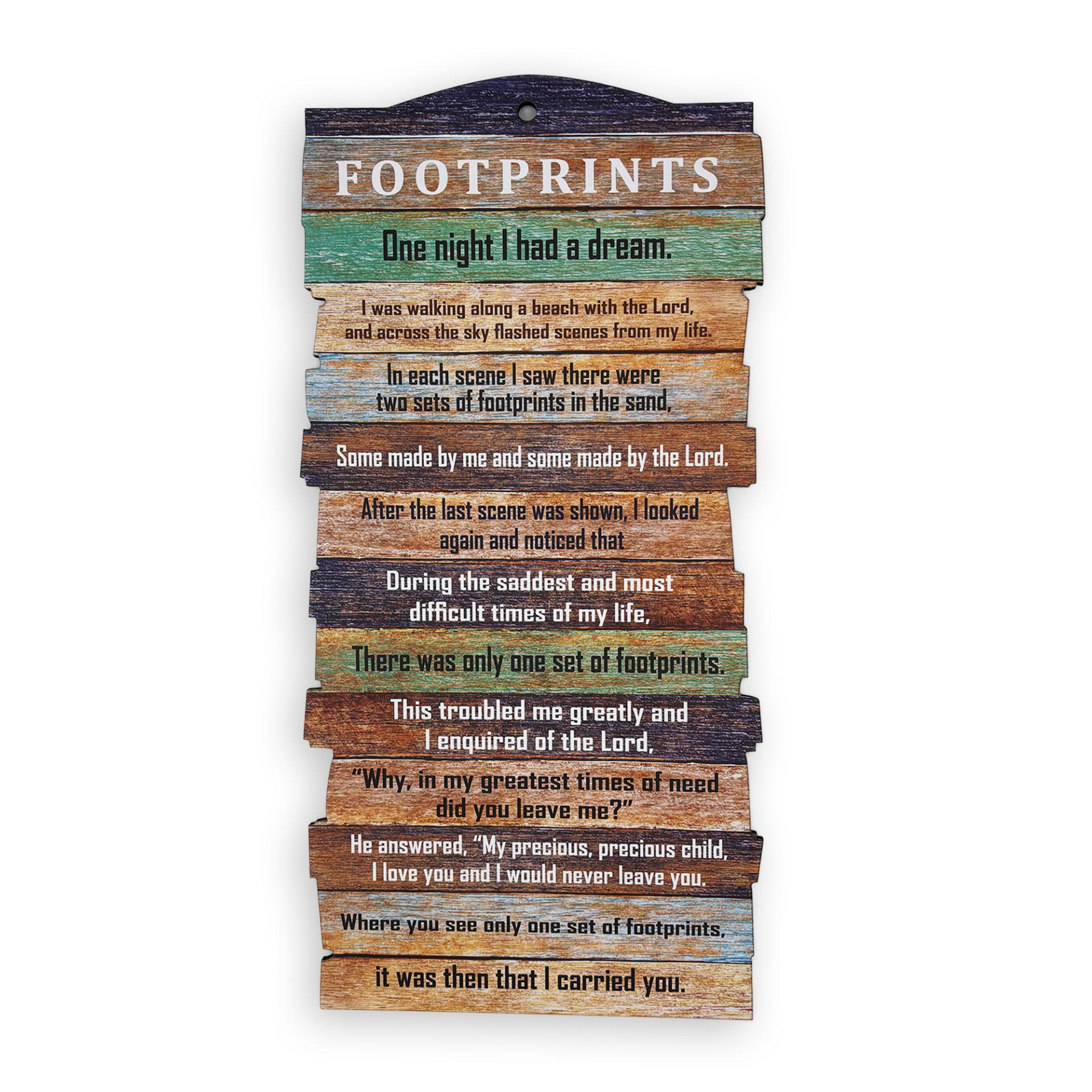 Small Stacked Wooden Plaque – “Footprints”