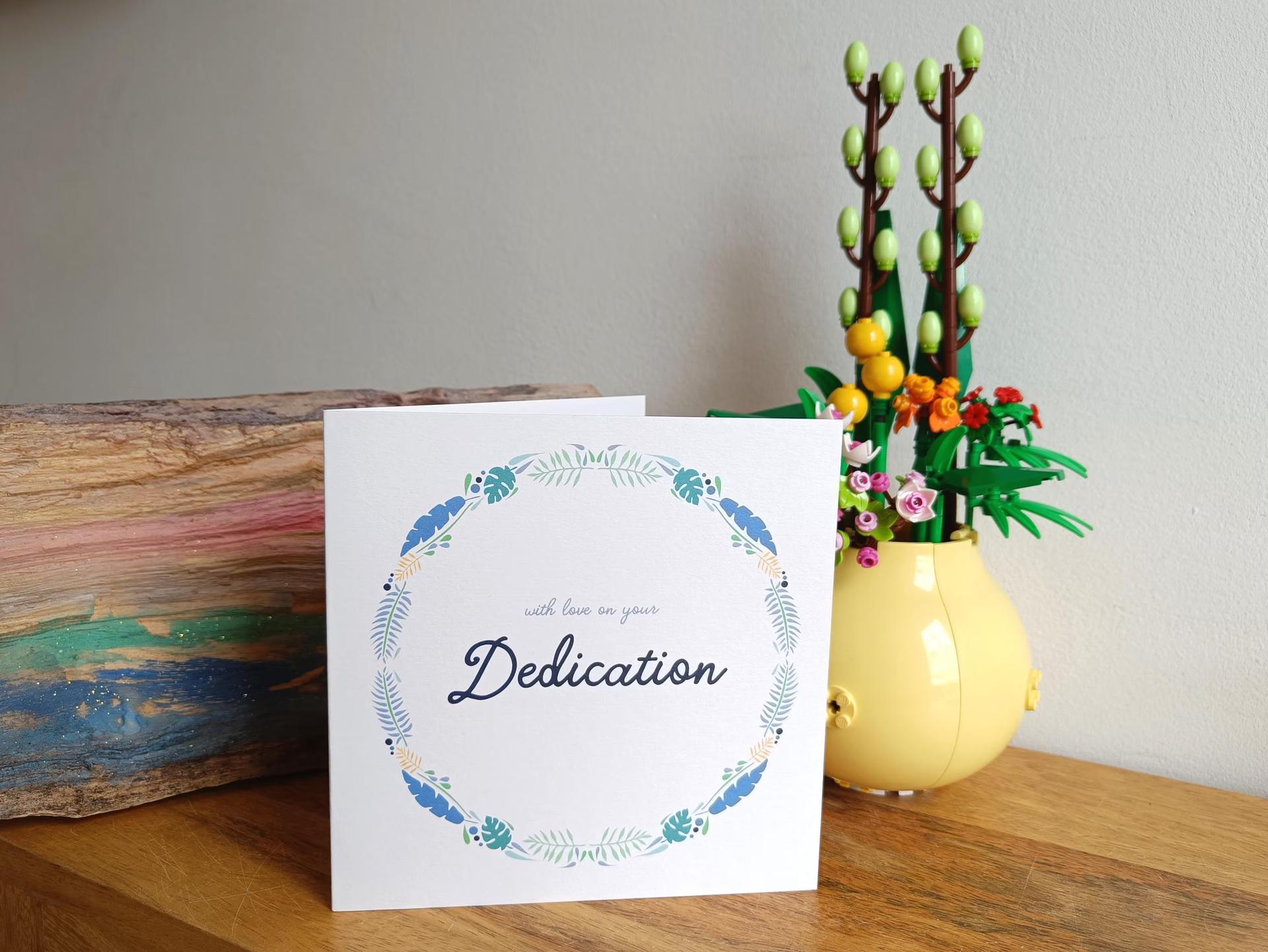 Dedication (Blue) Greetings Card