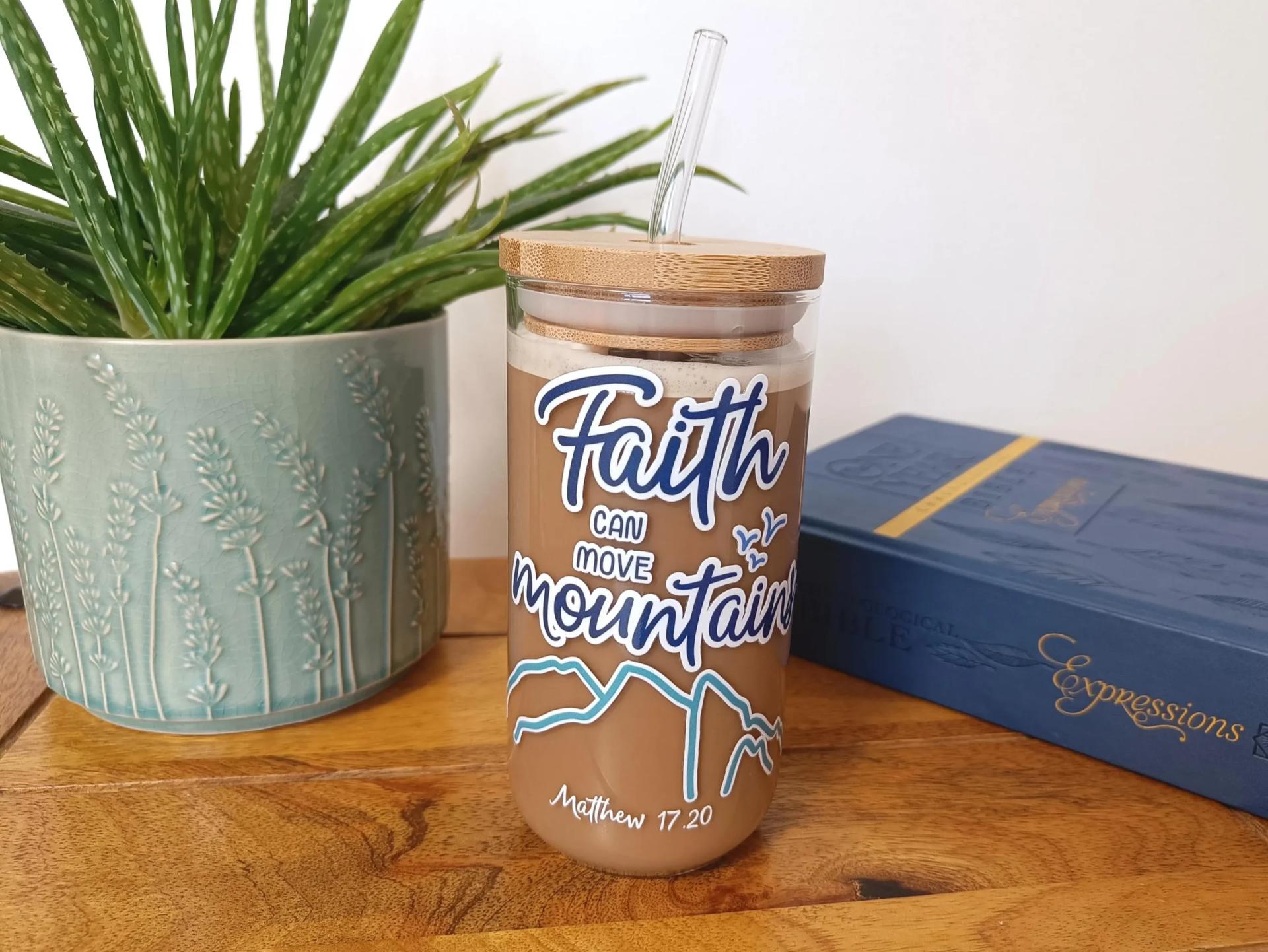 Faith Can Move Mountains 16oz Libbey Glass