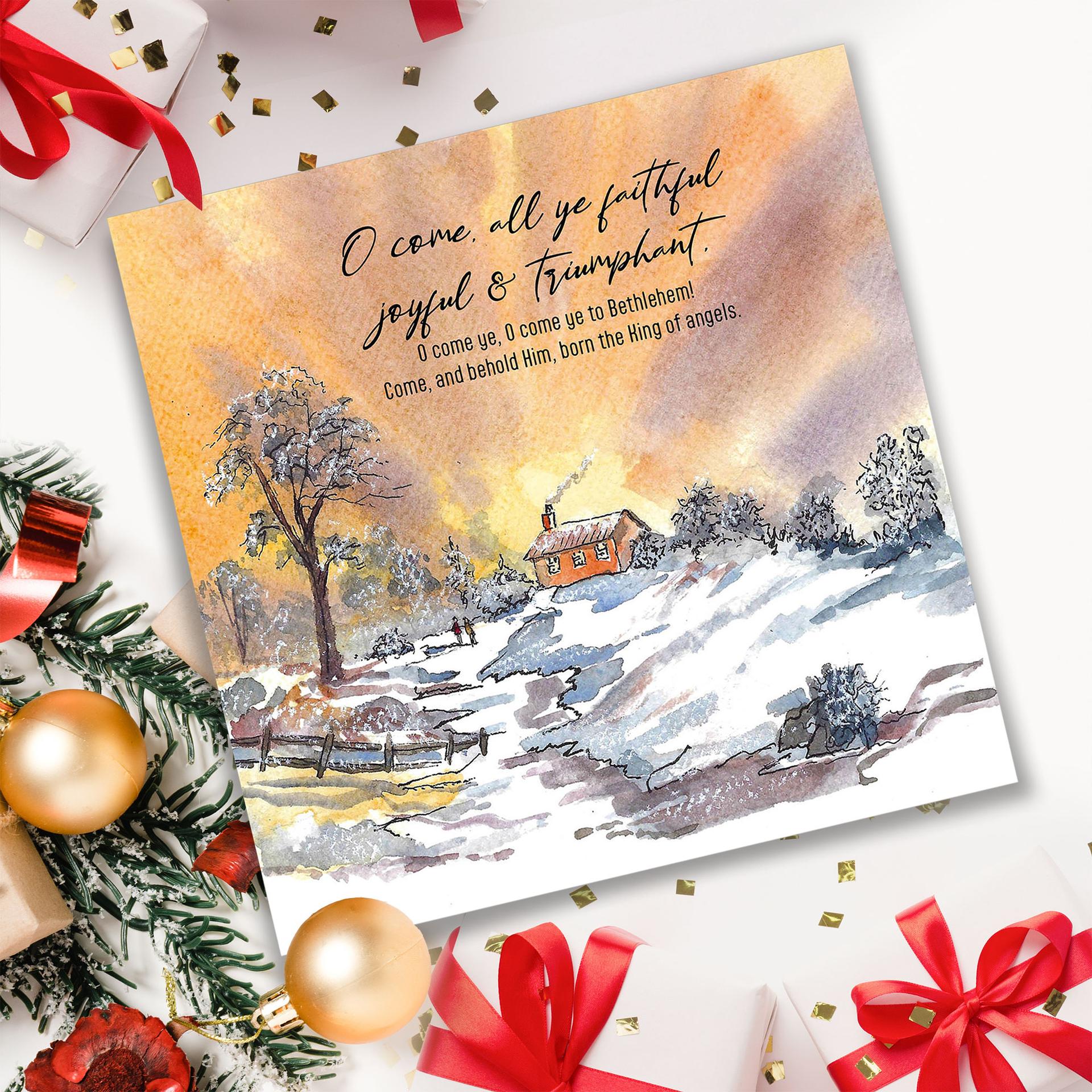 O come all ye Faithful Christian Christmas Cards