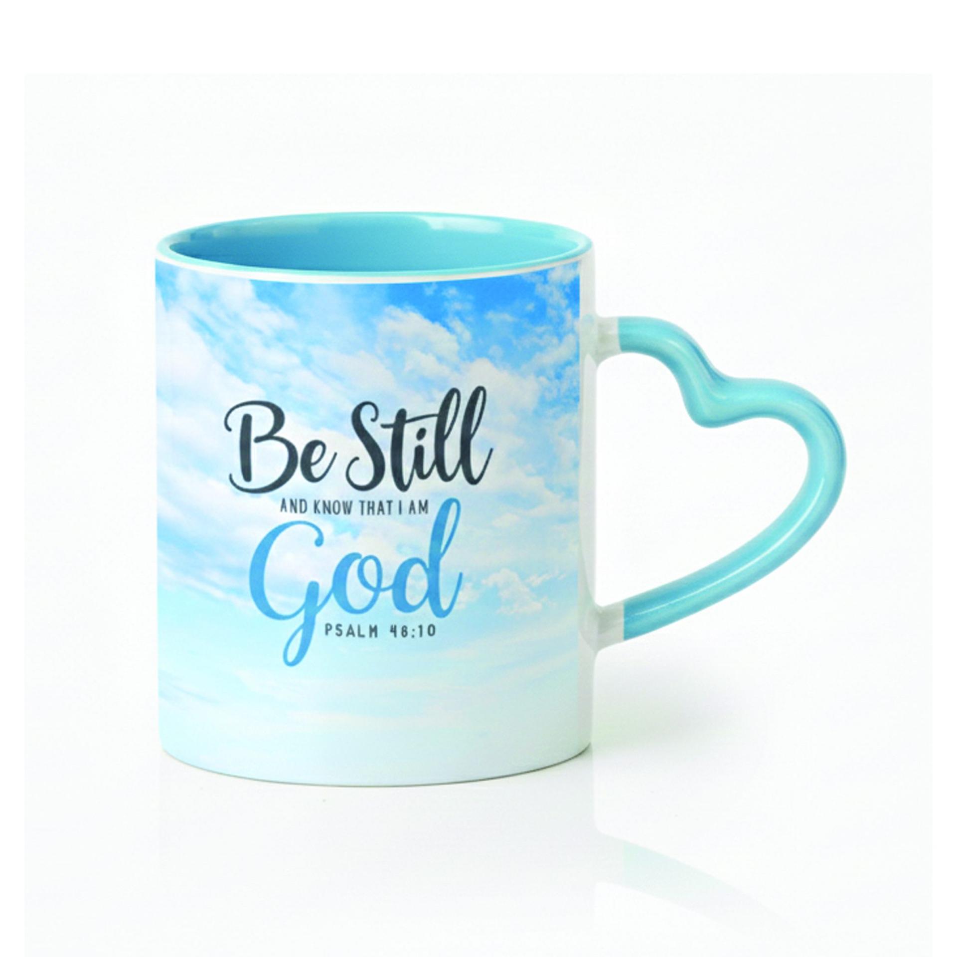 Heart Handle Mug - Be still and know that Iam God. Psalm 46:10