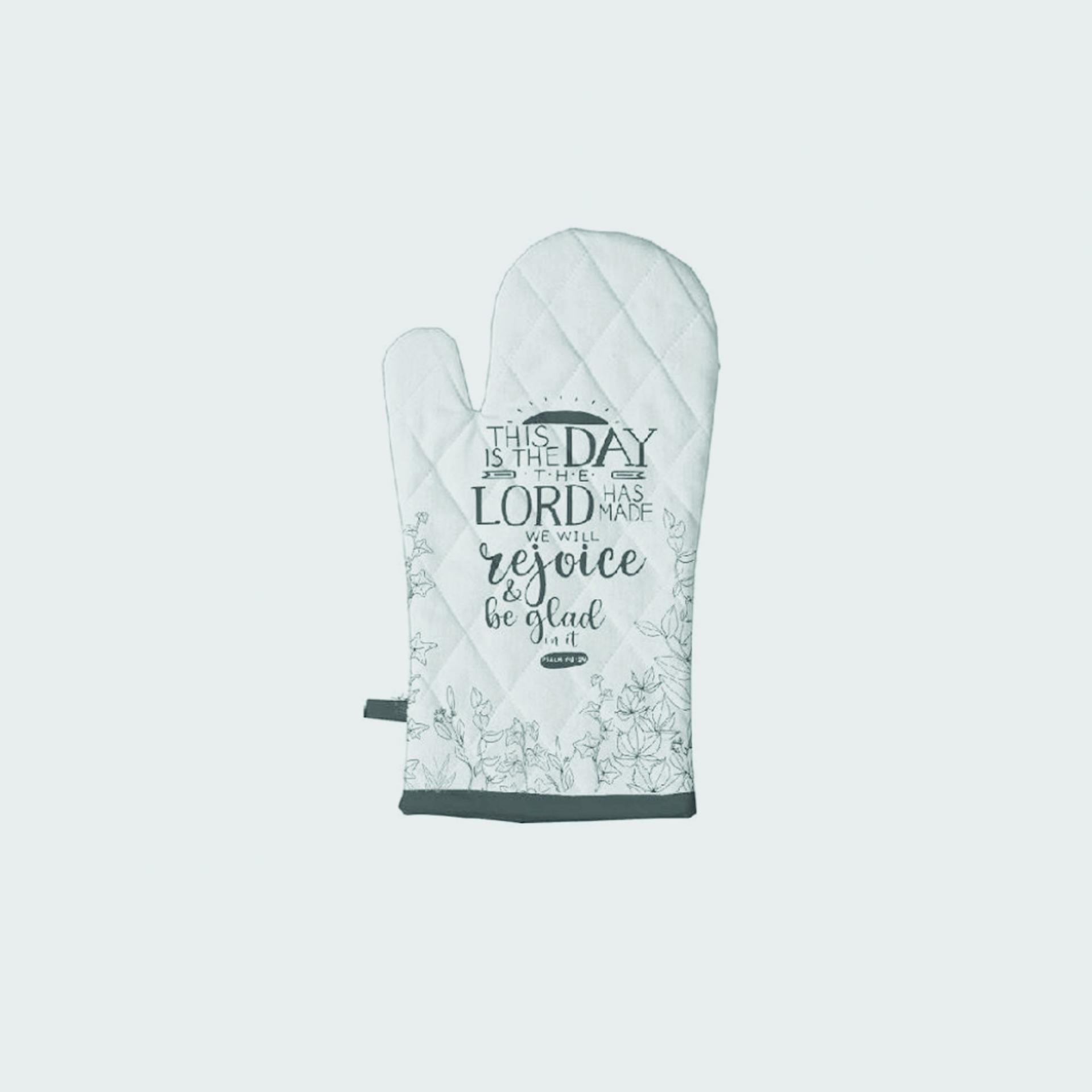Oven Gloves Pair - This is the day the Lord has made, we will rejoice and be glad in it. Psalm 118:24