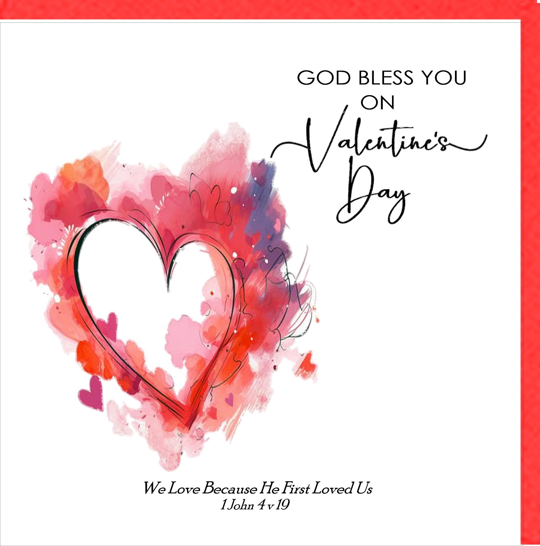 God Bless You On Valentines Day Greetings Card