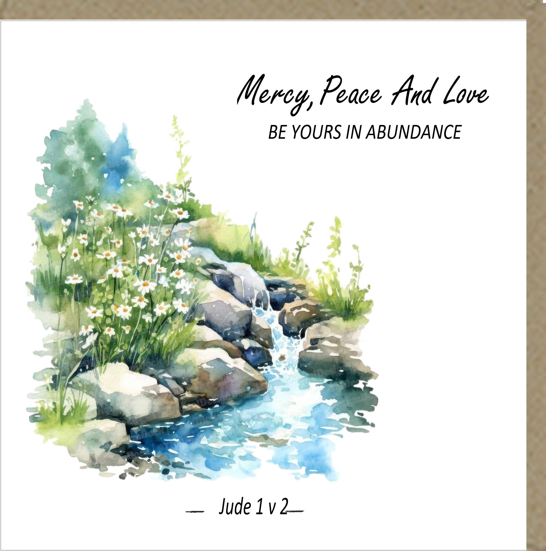 Mercy Peace And Love Greetings Card