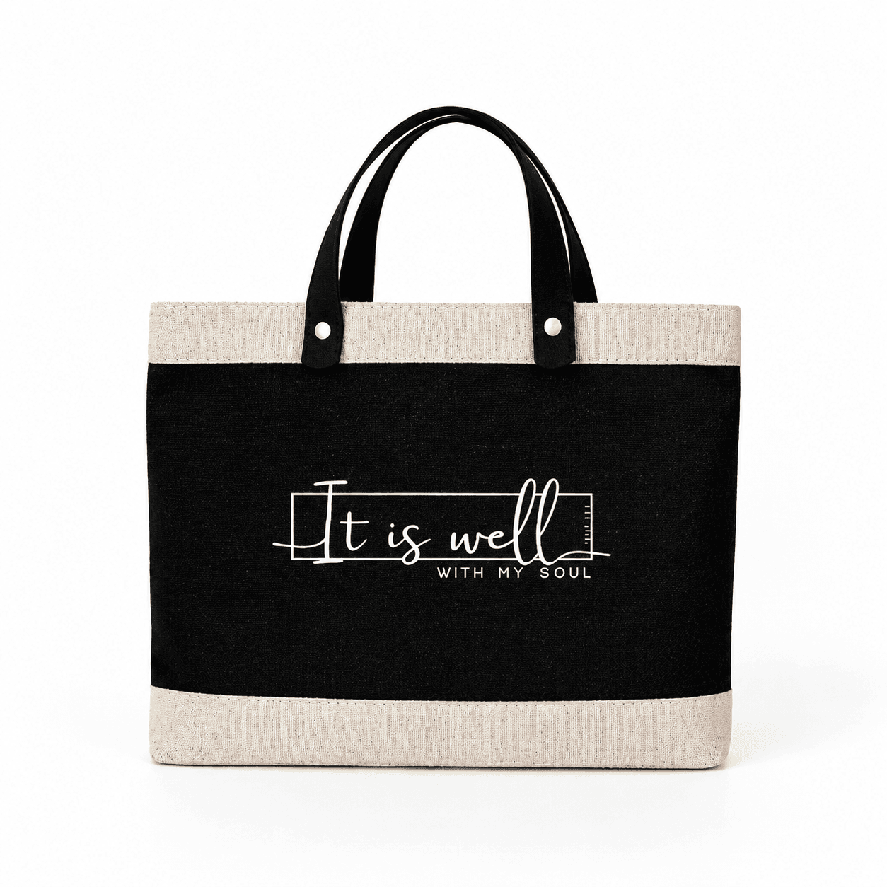 Jute Bag with leather handle - It is well with my soul
