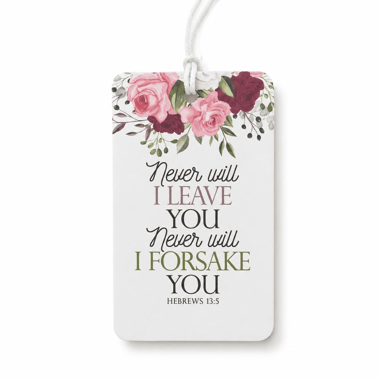 Car Rear View Mirror Hanger - Never will I leave you, never will I forsake you