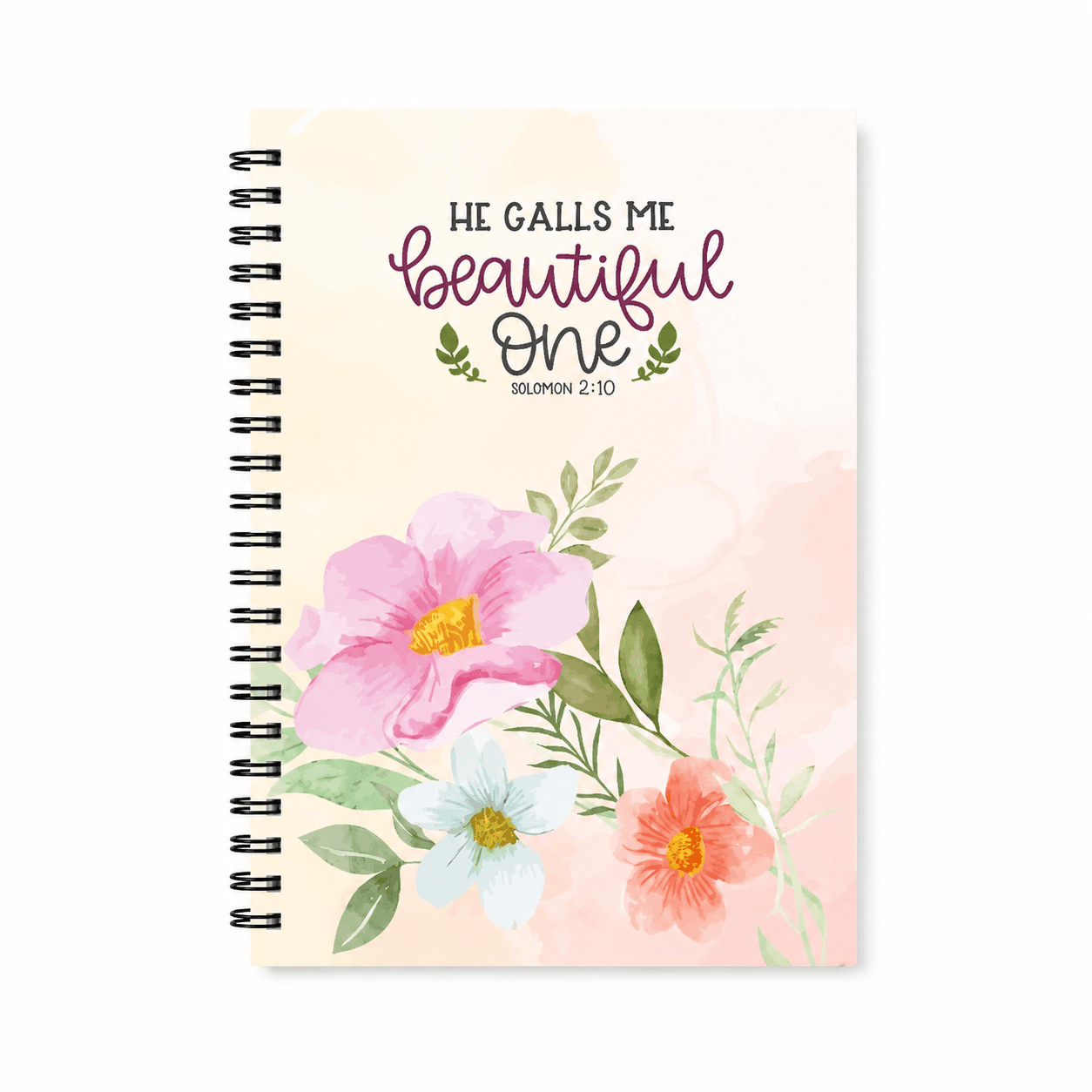 Colour Notepad - Spiral Bound - Hard Cover - 196 pages - He calls me beautiful one. SS 2:10
