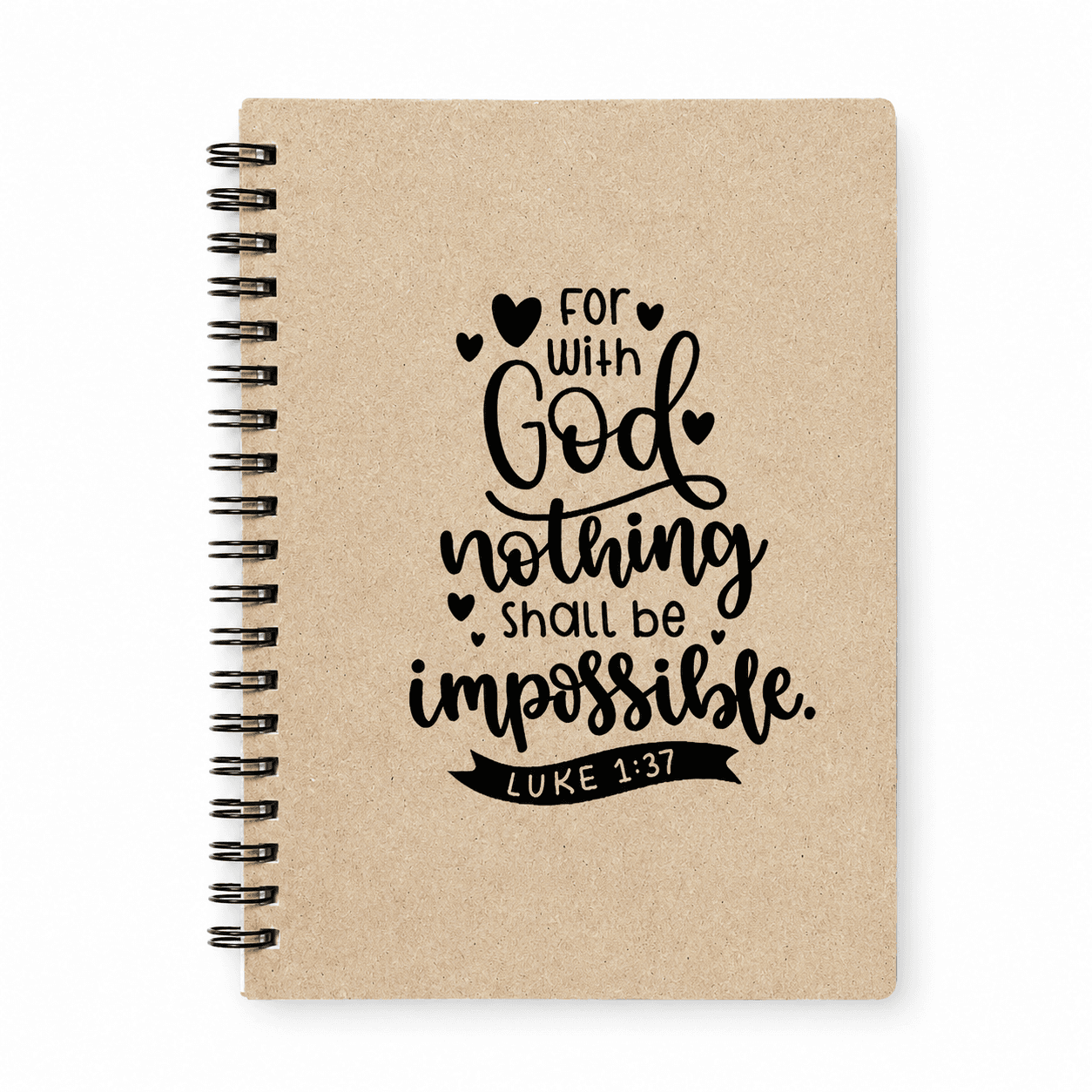 Craft - Notepad - Twin Wire  - 160 pages - Ruled - For with God nothing shall be impossible. Luke 1:37