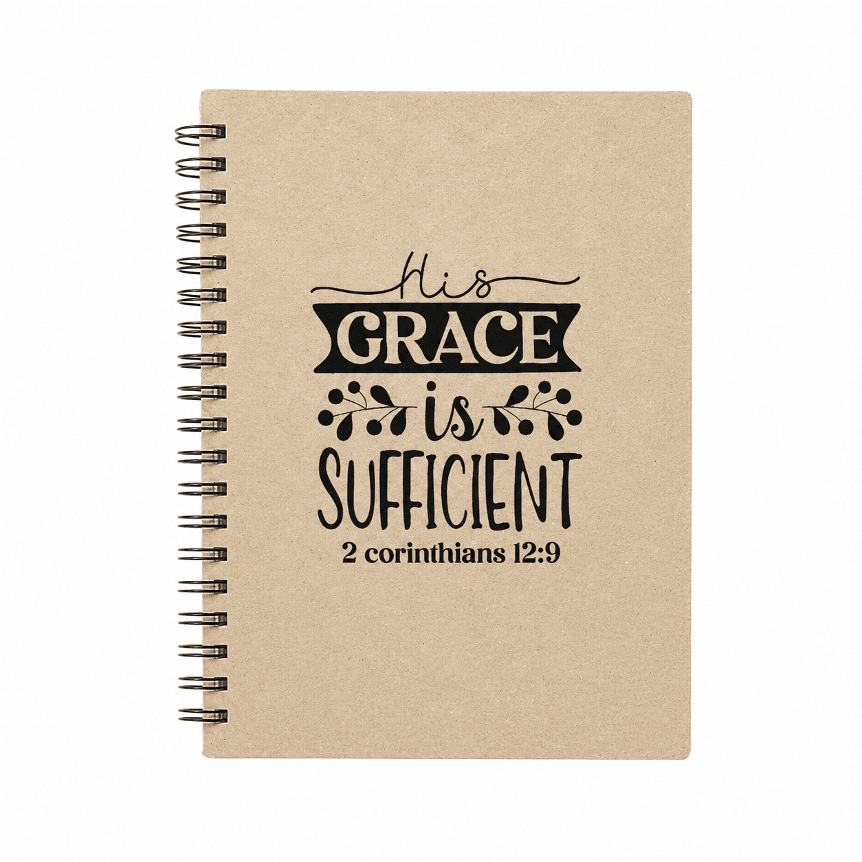 Craft - Notepad - Twin Wire  - 160 pages - Ruled - His grace is sufficient. 2 Corinthians 12:9