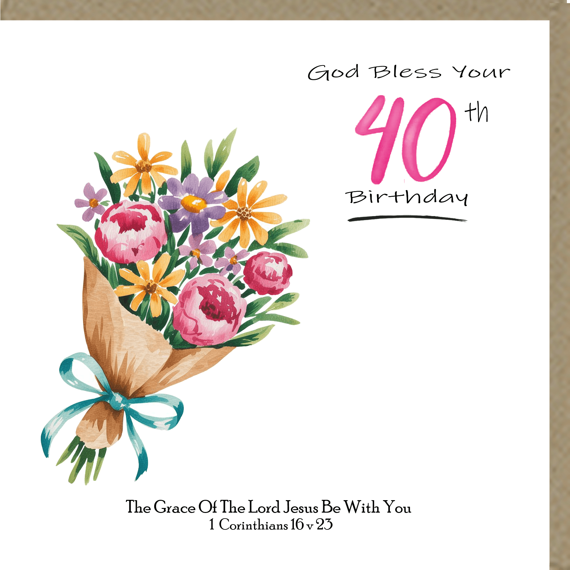 God Bless Your Birthday 40th Greetings Card