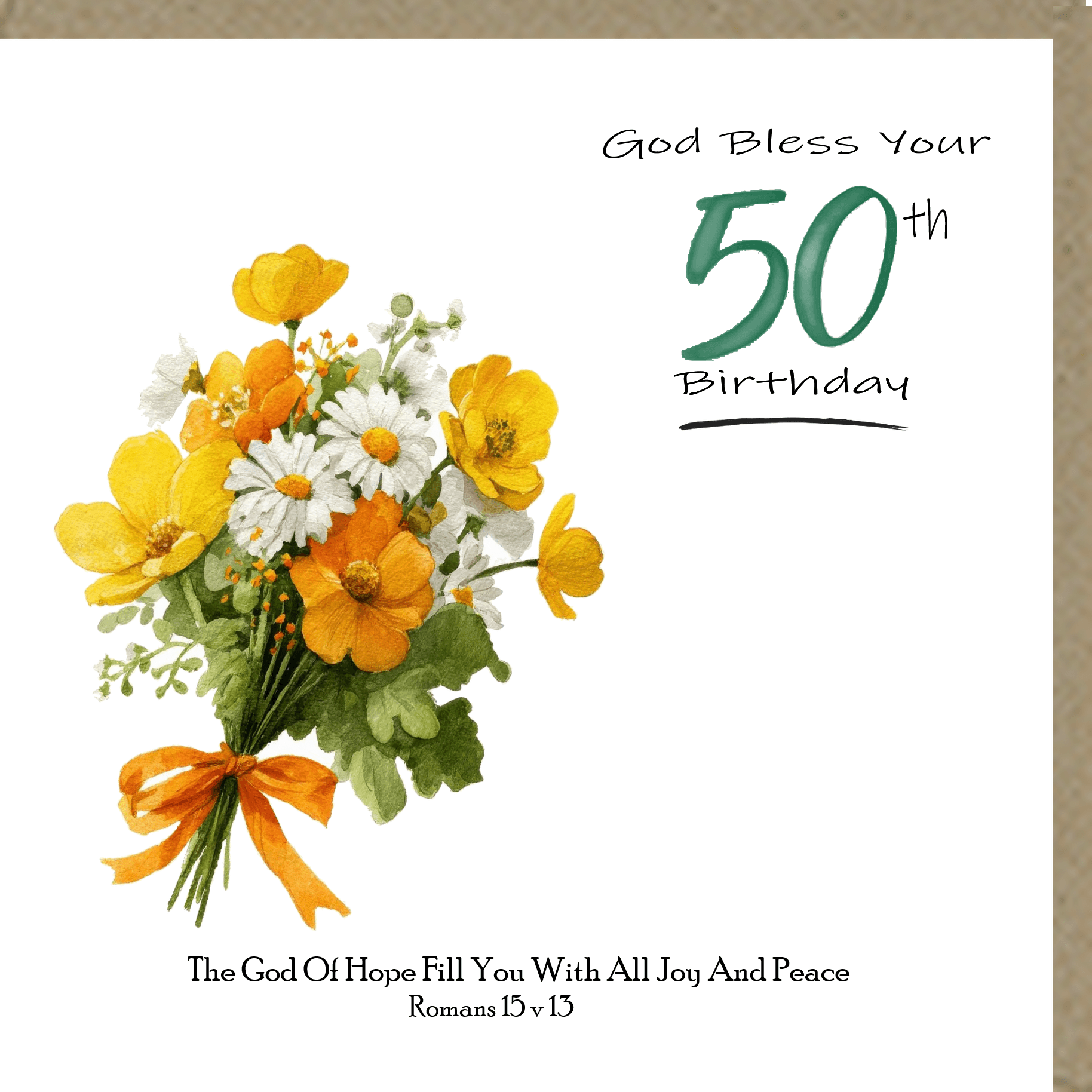 God Bless Your Birthday 50th Greetings Card
