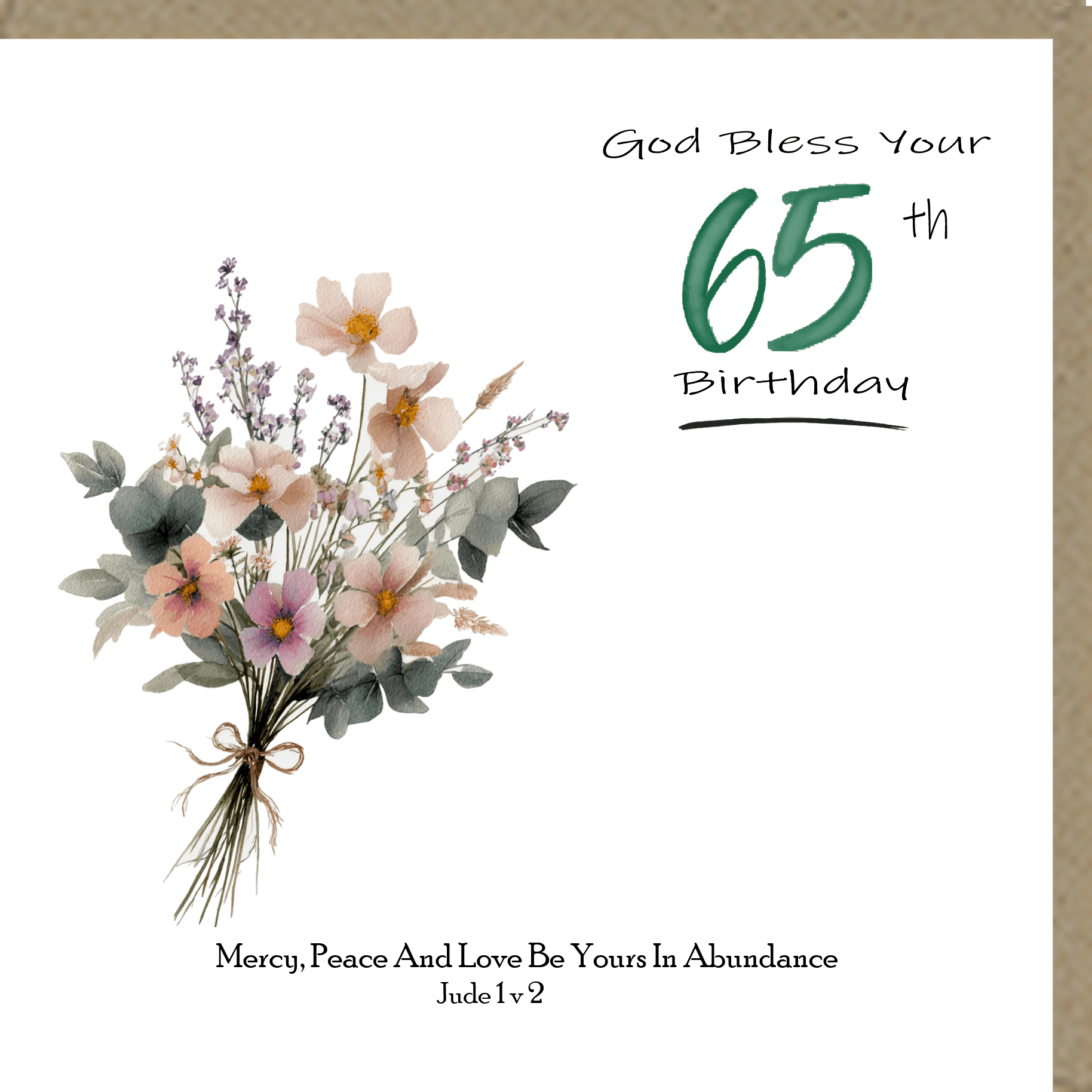 God Bless Your Birthday 65th Greetings Card