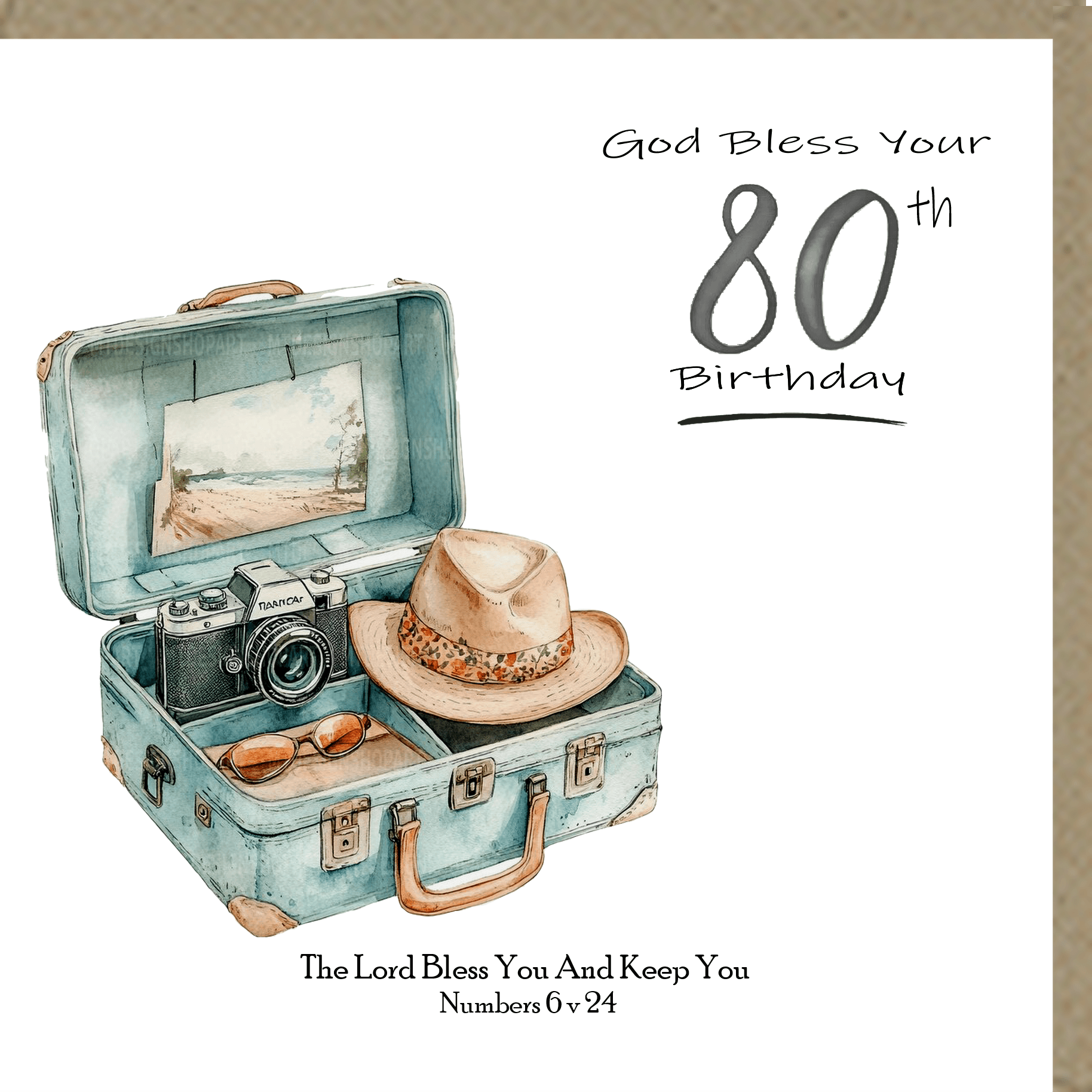 God Bless Your Birthday 80th Greetings Card