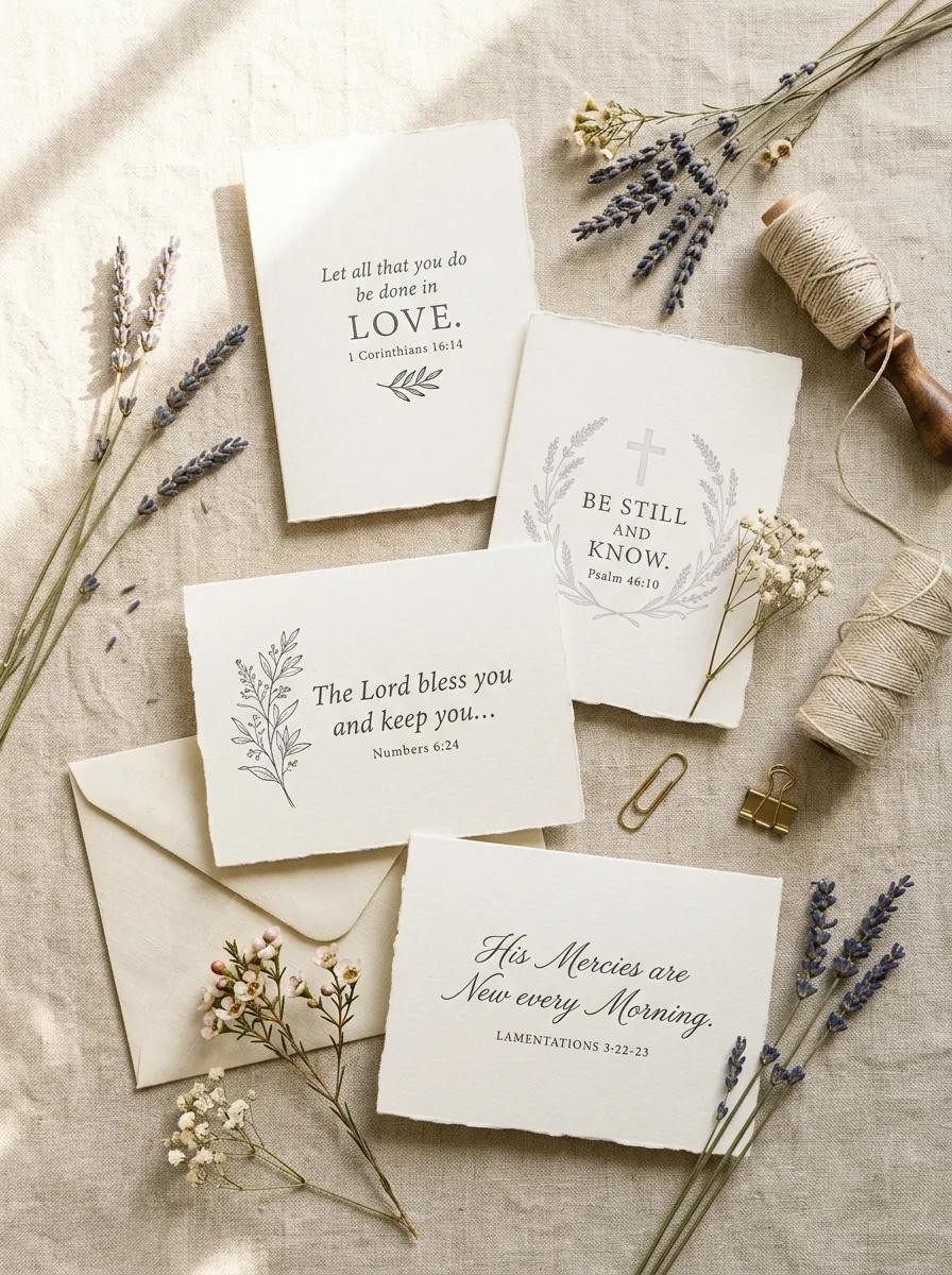 Christian encouragement scripture greeting card with deckled edge and envelope