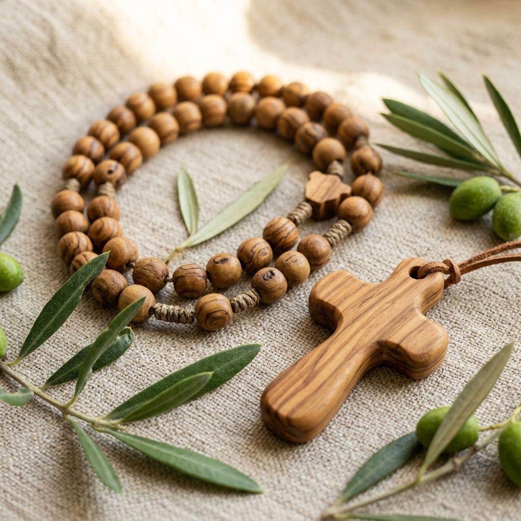 Olive Wood Cross in Hand Prayer