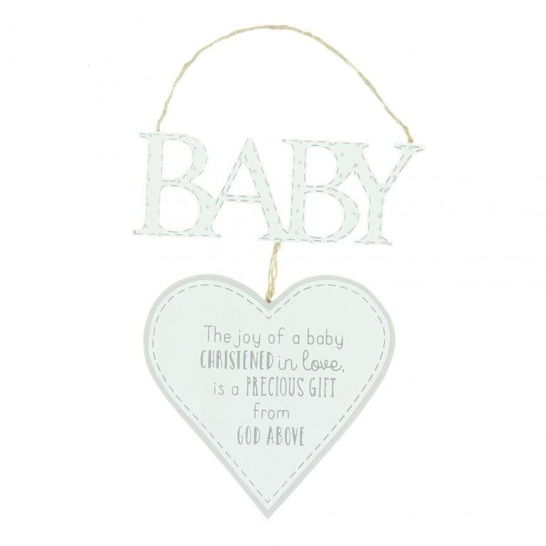 'Petit Cheri' Christening Heart Plaque Cutout Letters "Baby"