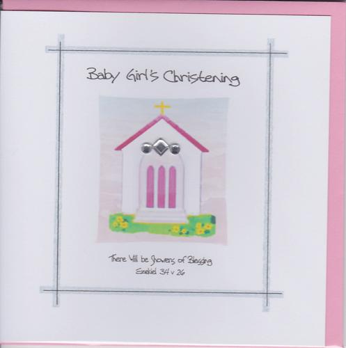 Potty Mouse Baby Girl's Christening Greetings Card