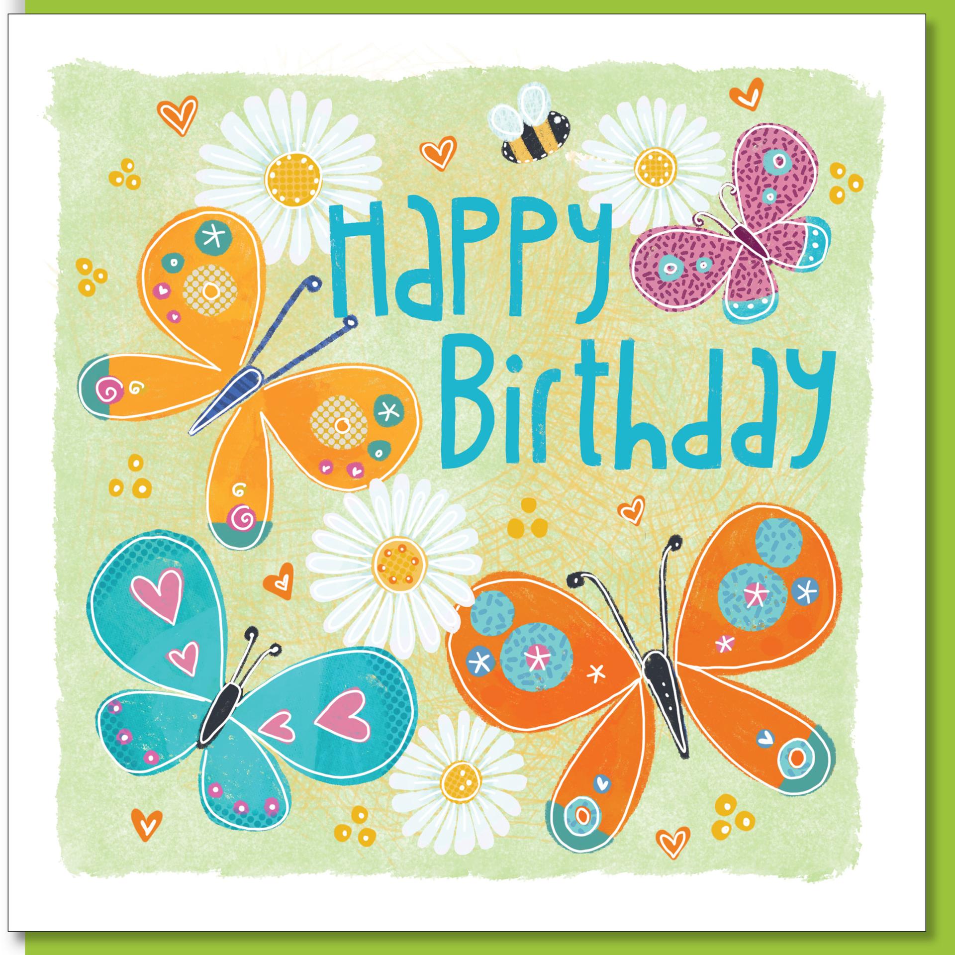 Birthday Butterflies & Bees Greetings Card
