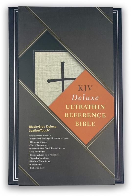 KJV Ultrathin Reference Bible, Black/Grey Deluxe LeatherTouch