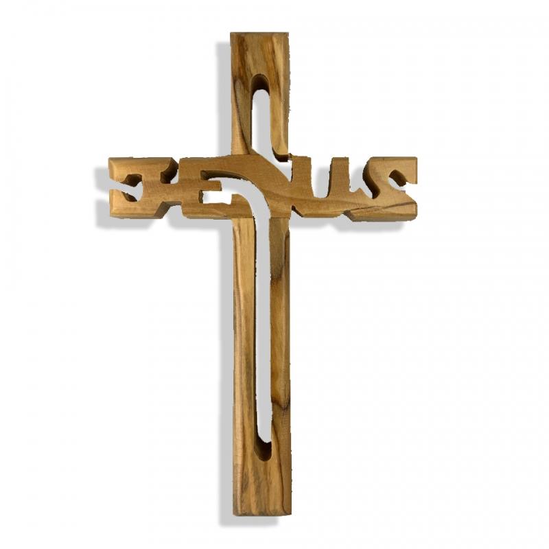 OLIVE WOOD - JESUS CROSS (12cm)