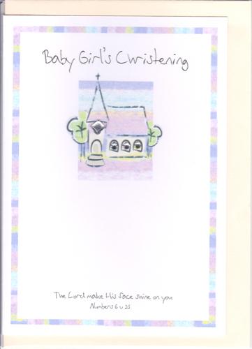 Potty Mouse Baby Girl's Christening Greetings Card