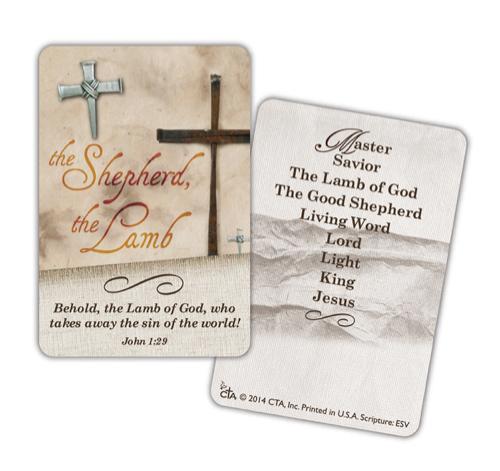 The Shepherd, the Lamb Pewter Finish Nail Cross Lapel Pin w/Pocket Card