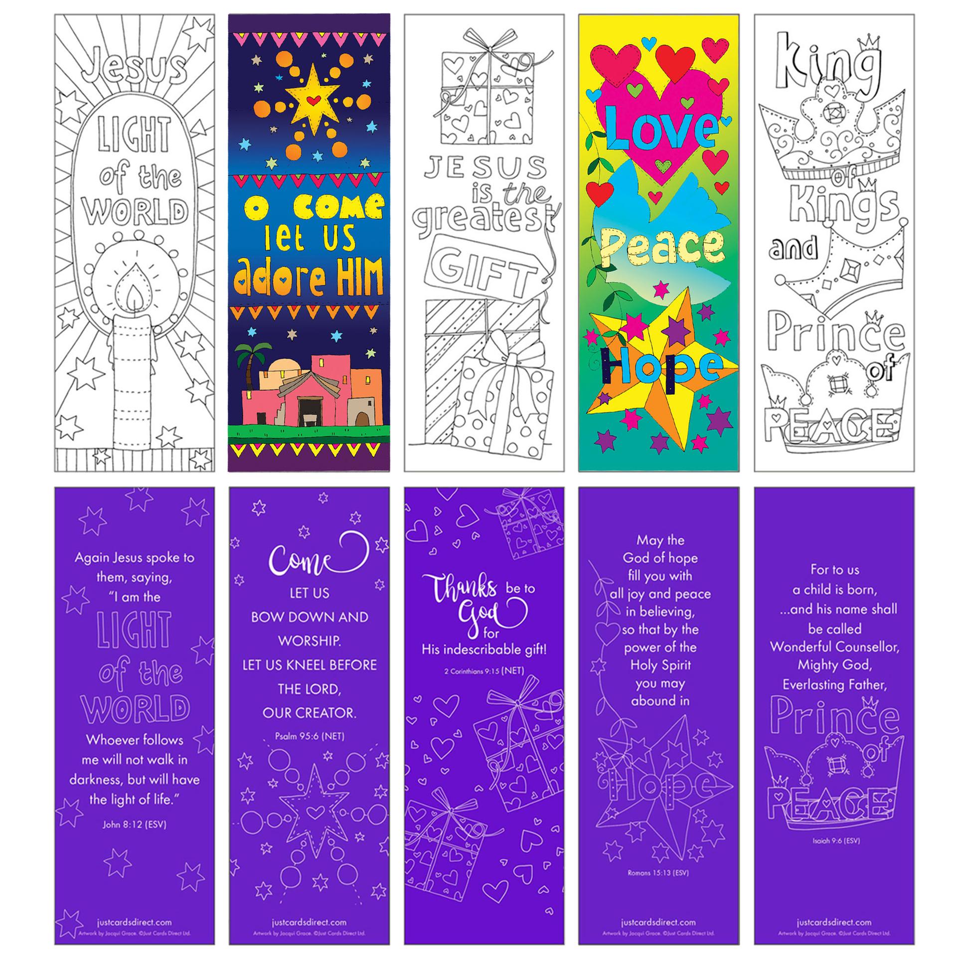10 Christmas Colouring Bookmarks 2020