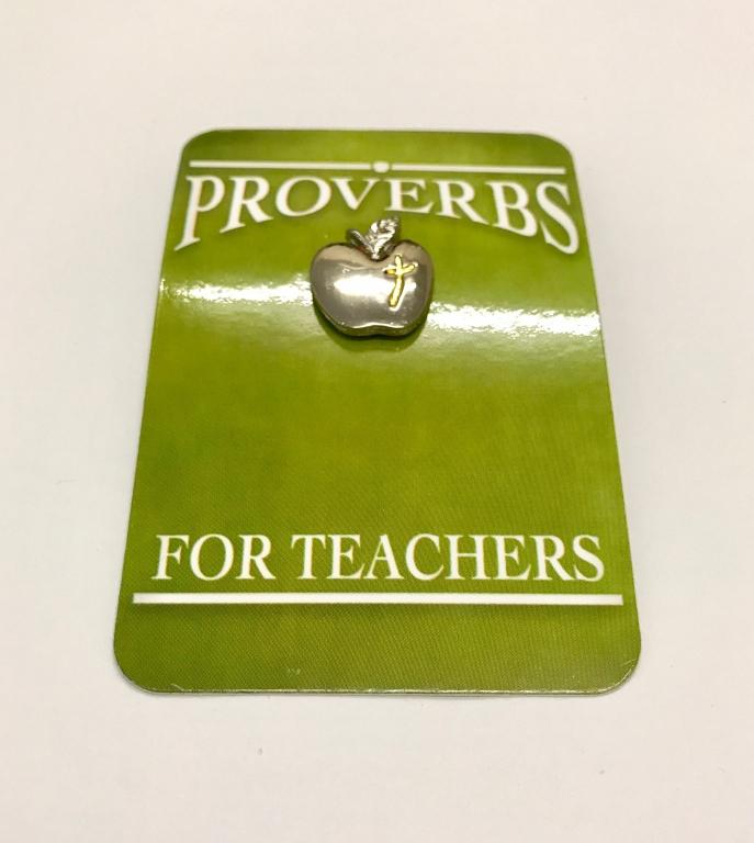 Proverbs for Teachers Apple & Cross Lapel Pin Badge