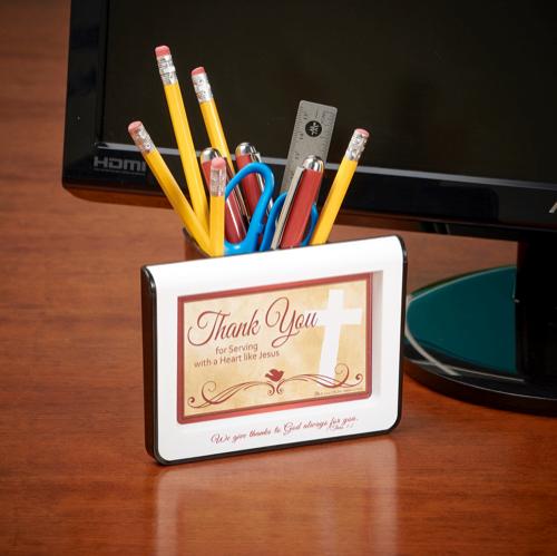 Serving with a Heart Like Jesus Picture Frame with Pencil Cup
