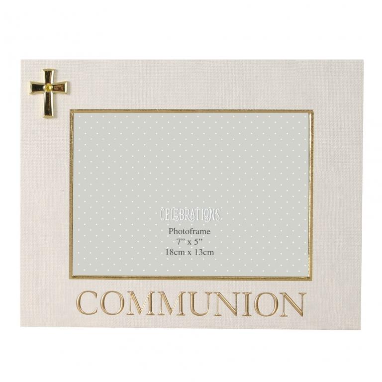 7" X 5" - LINEN LOOK FRAME CROSS ICON - COMMUNION