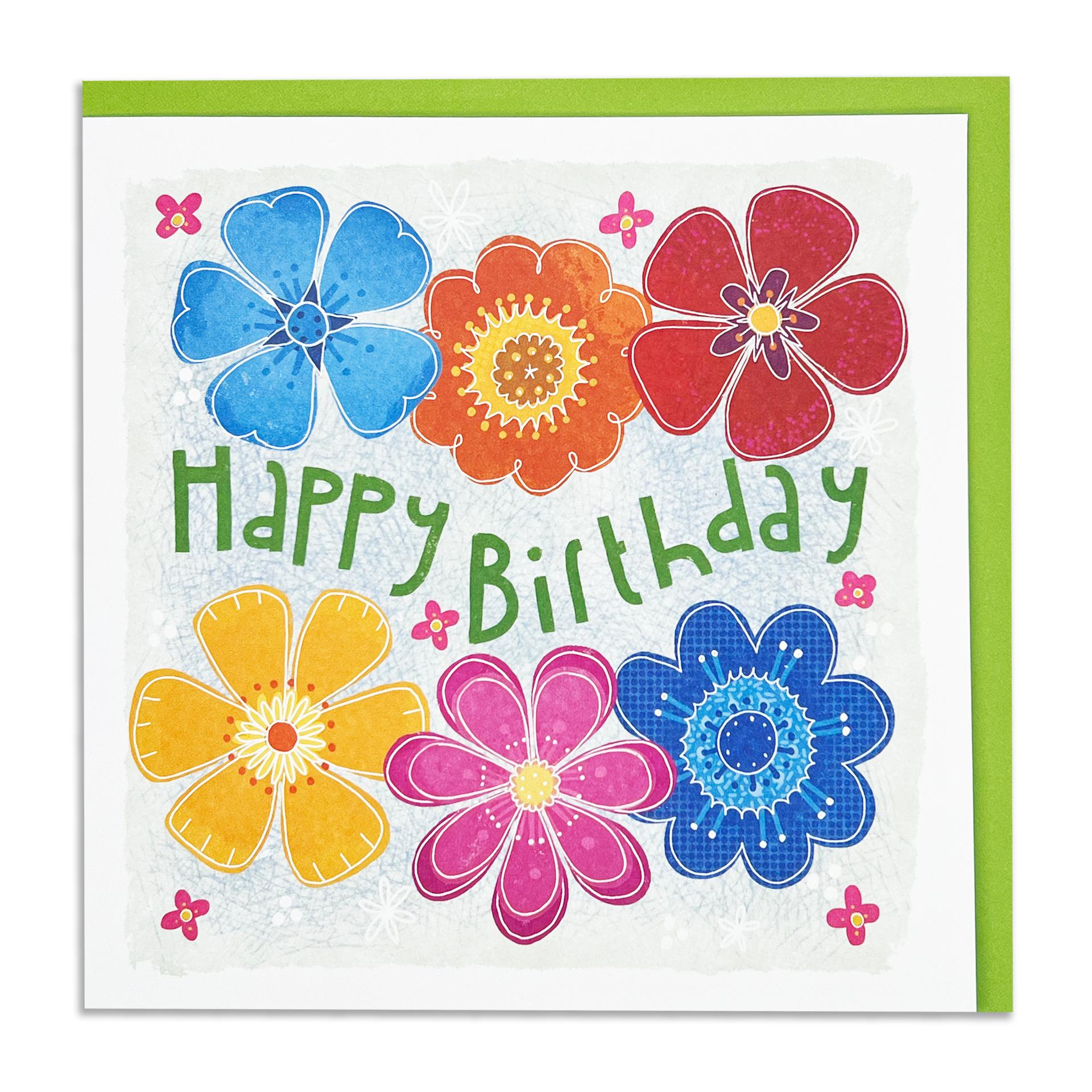 Happy Birthday Flowers Greetings Card