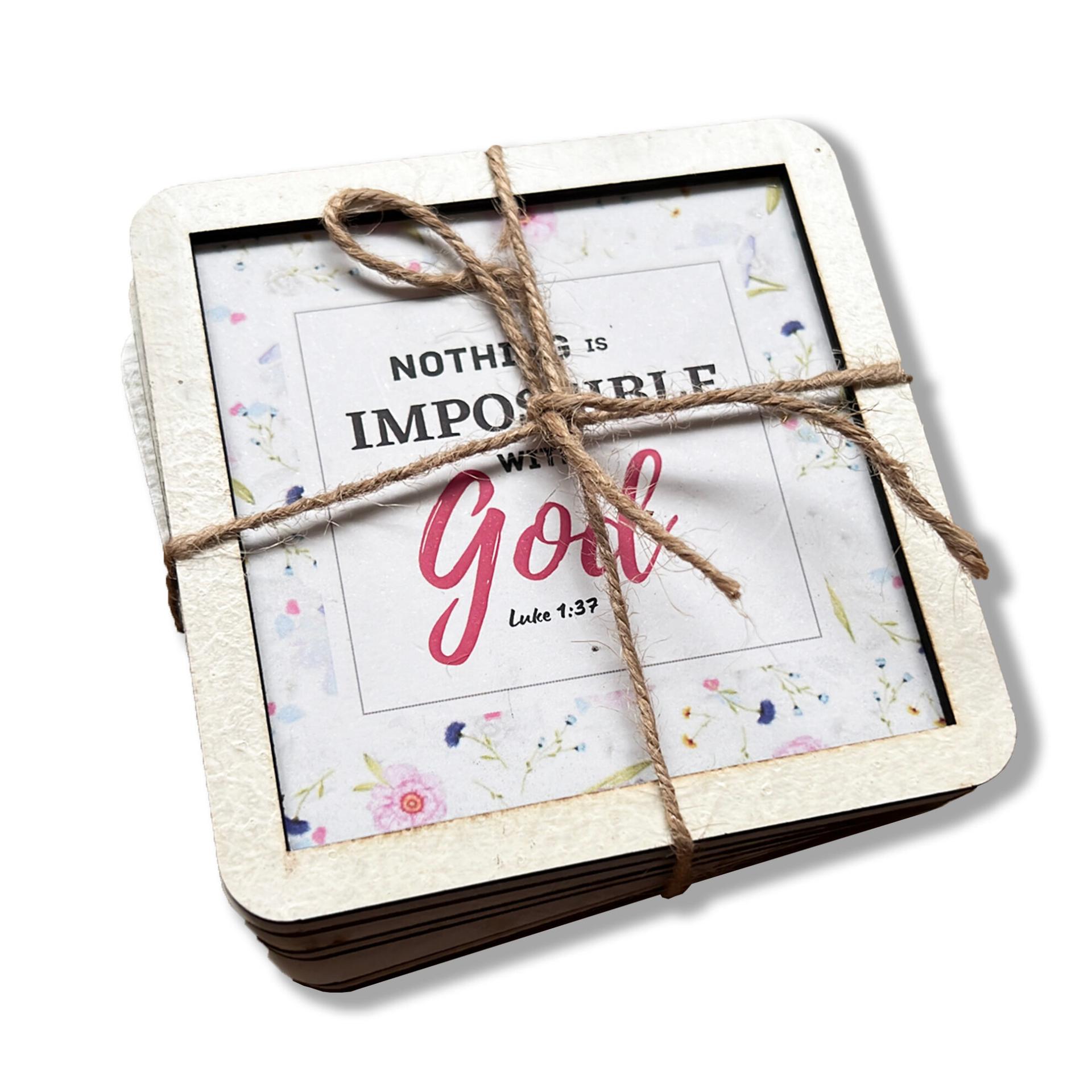 Set of 6 Coasters - Nothing is impossible with God