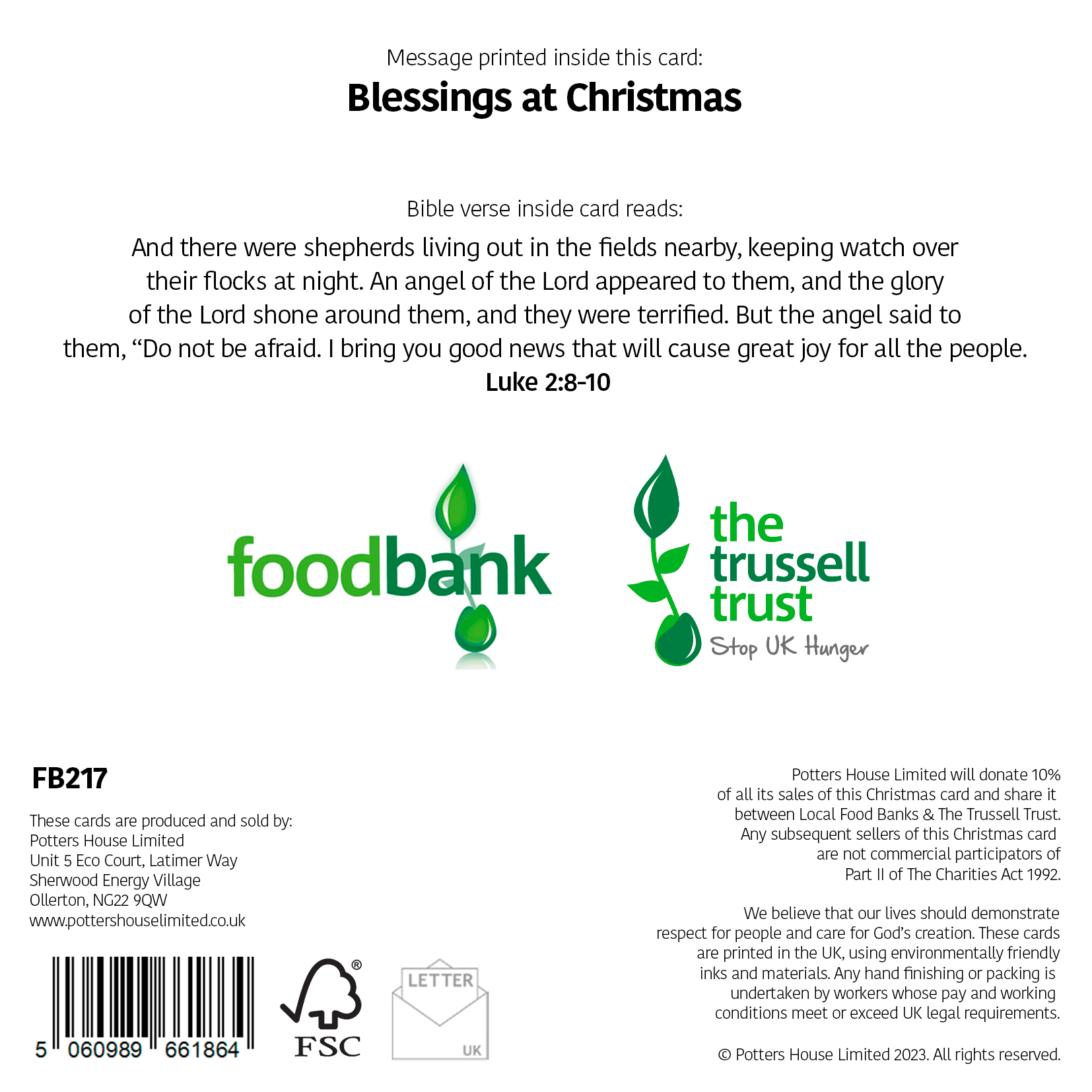 Food Bank - While Shepherds Watched (Pack of 10)