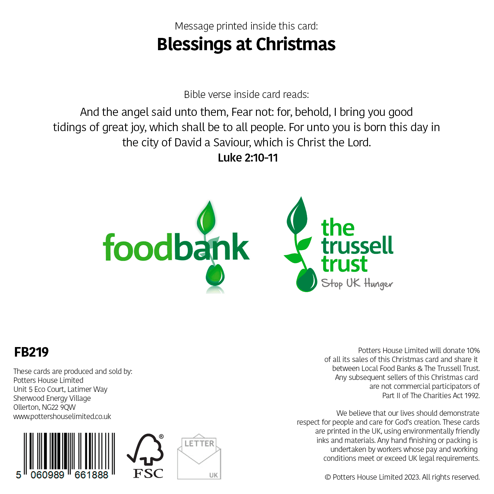Food Bank - Joy to the World (Pack of 10)