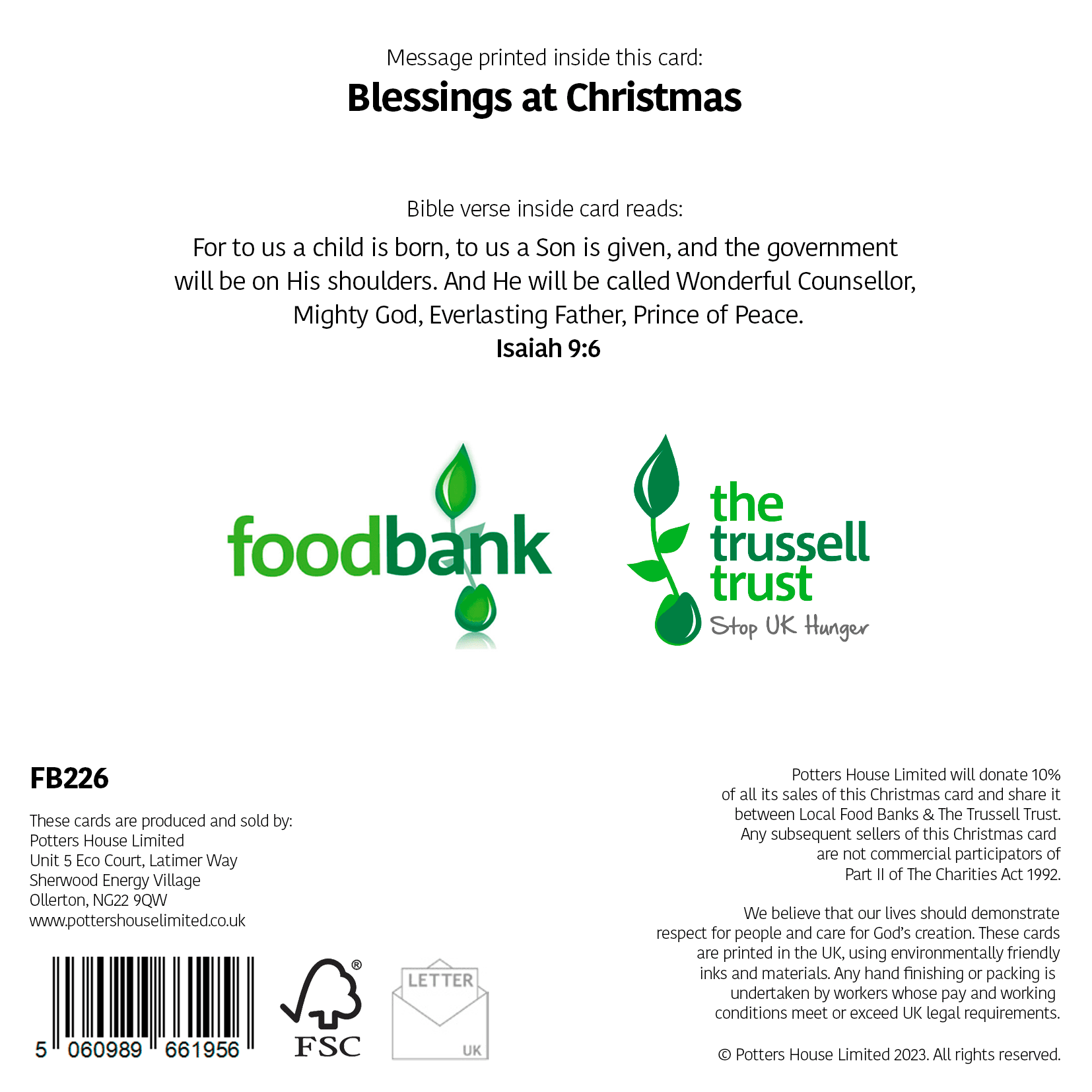 Food Bank - Unto us a Child is Born (Pack of 10)