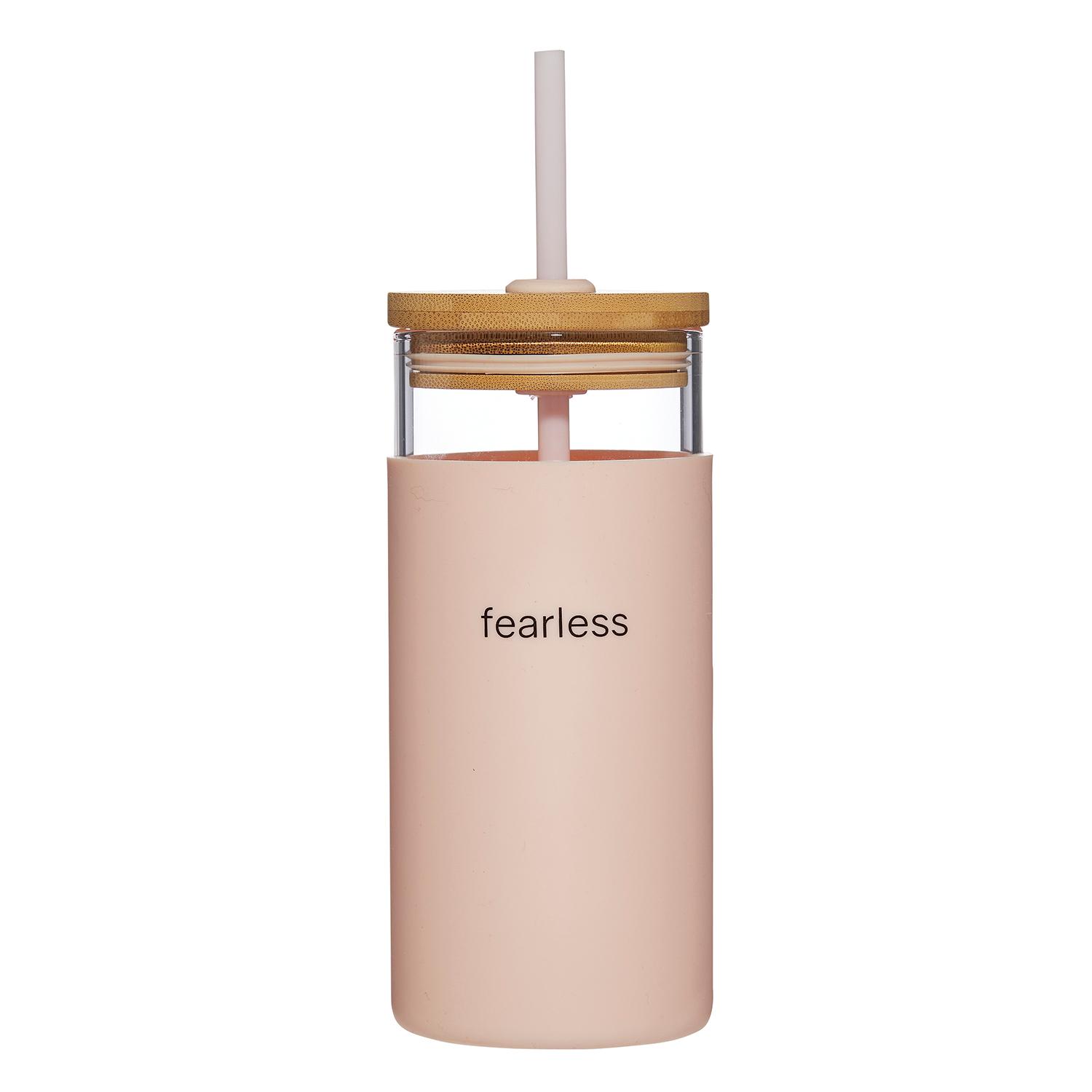 Boxed Glass & Bamboo Tumbler with Straw - Fearless